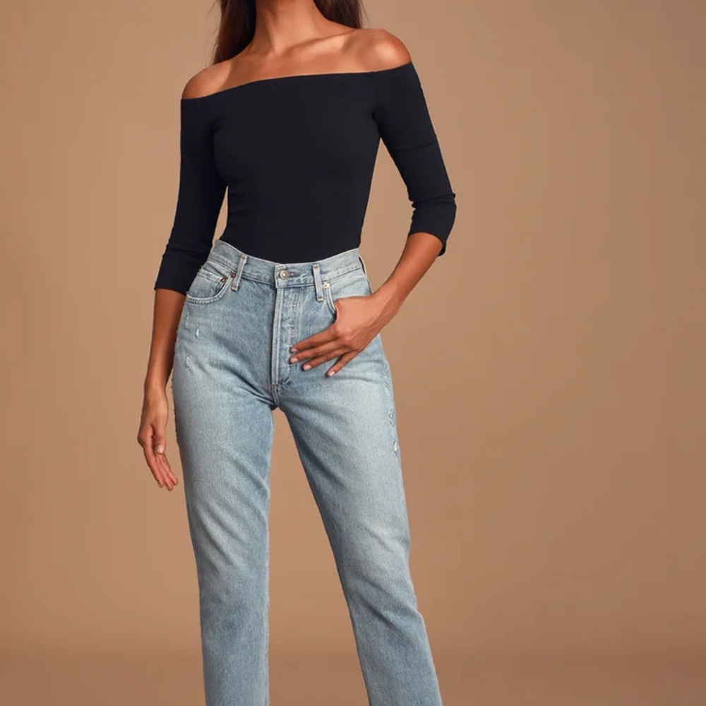 NWT Black Off-the-Shoulder Bodysuit